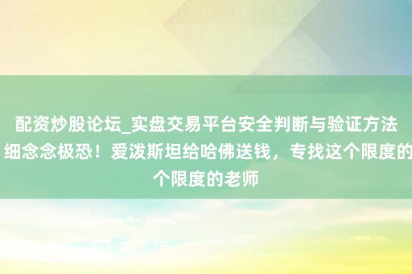 配资炒股论坛_实盘交易平台安全判断与验证方法说明 细念念极恐！爱泼斯坦给哈佛送钱，专找这个限度的老师