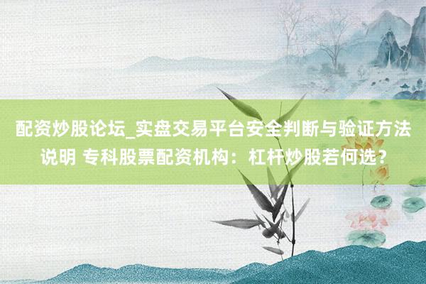 配资炒股论坛_实盘交易平台安全判断与验证方法说明 专科股票配资机构：杠杆炒股若何选？