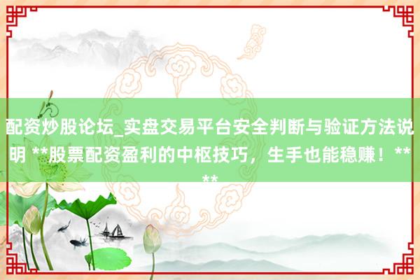 配资炒股论坛_实盘交易平台安全判断与验证方法说明 **股票配资盈利的中枢技巧，生手也能稳赚！**