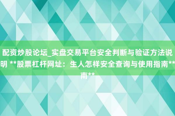 配资炒股论坛_实盘交易平台安全判断与验证方法说明 **股票杠杆网址：生人怎样安全查询与使用指南**